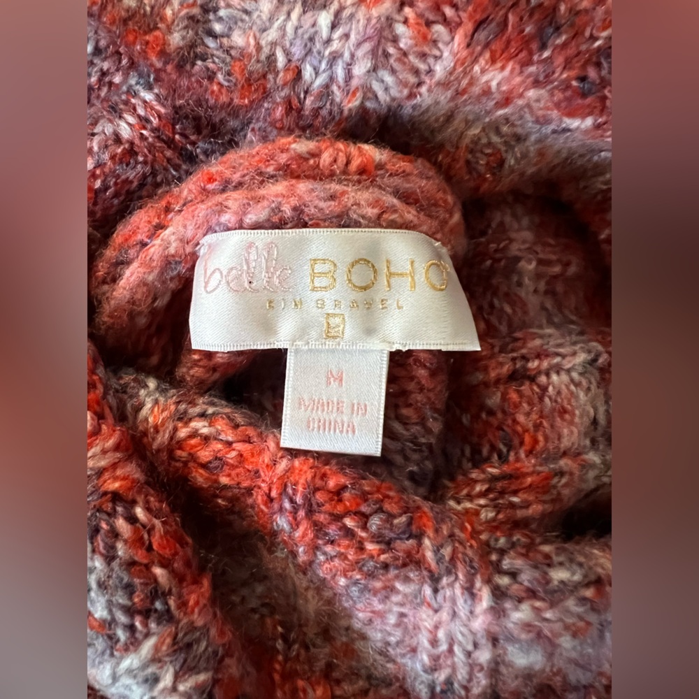 BELLE BOHO by Kim Gravel Rainbow Yarn Turtleneck Sweater EUC - Picture 8 of 10